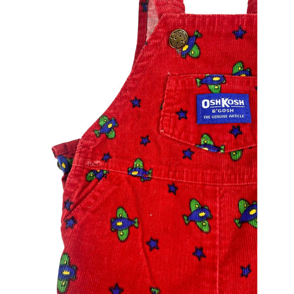 Oshkosh B'Gosh Baby Overalls 6-9M Baby Plane Airplane Corduroy Footed Vintage - Picture 4 of 12